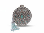 Celeste Silver Embellished Round Clutch