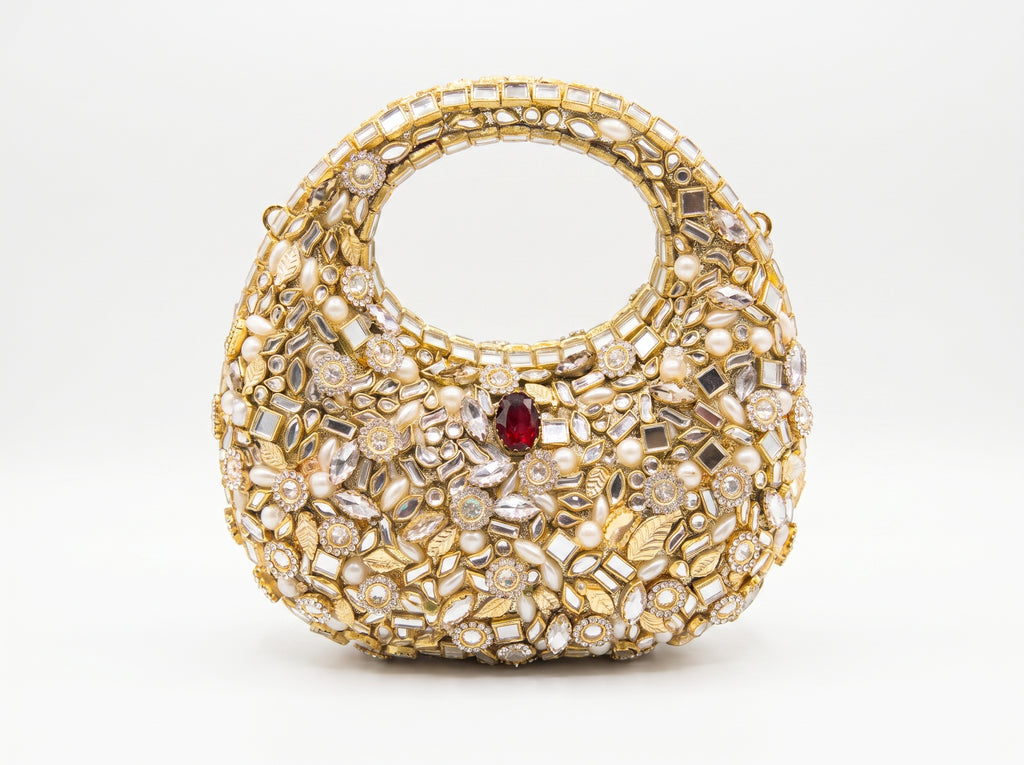 Aurelia Gold Embellished Crescent Bag