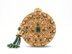 Celeste Gold Embellished Round Clutch