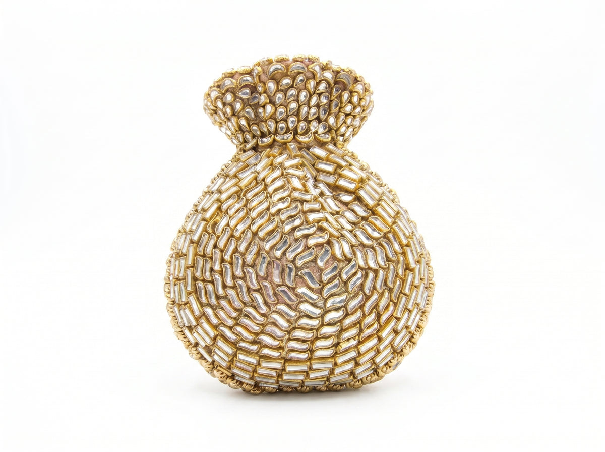 Gold Kundan Potli Clutch